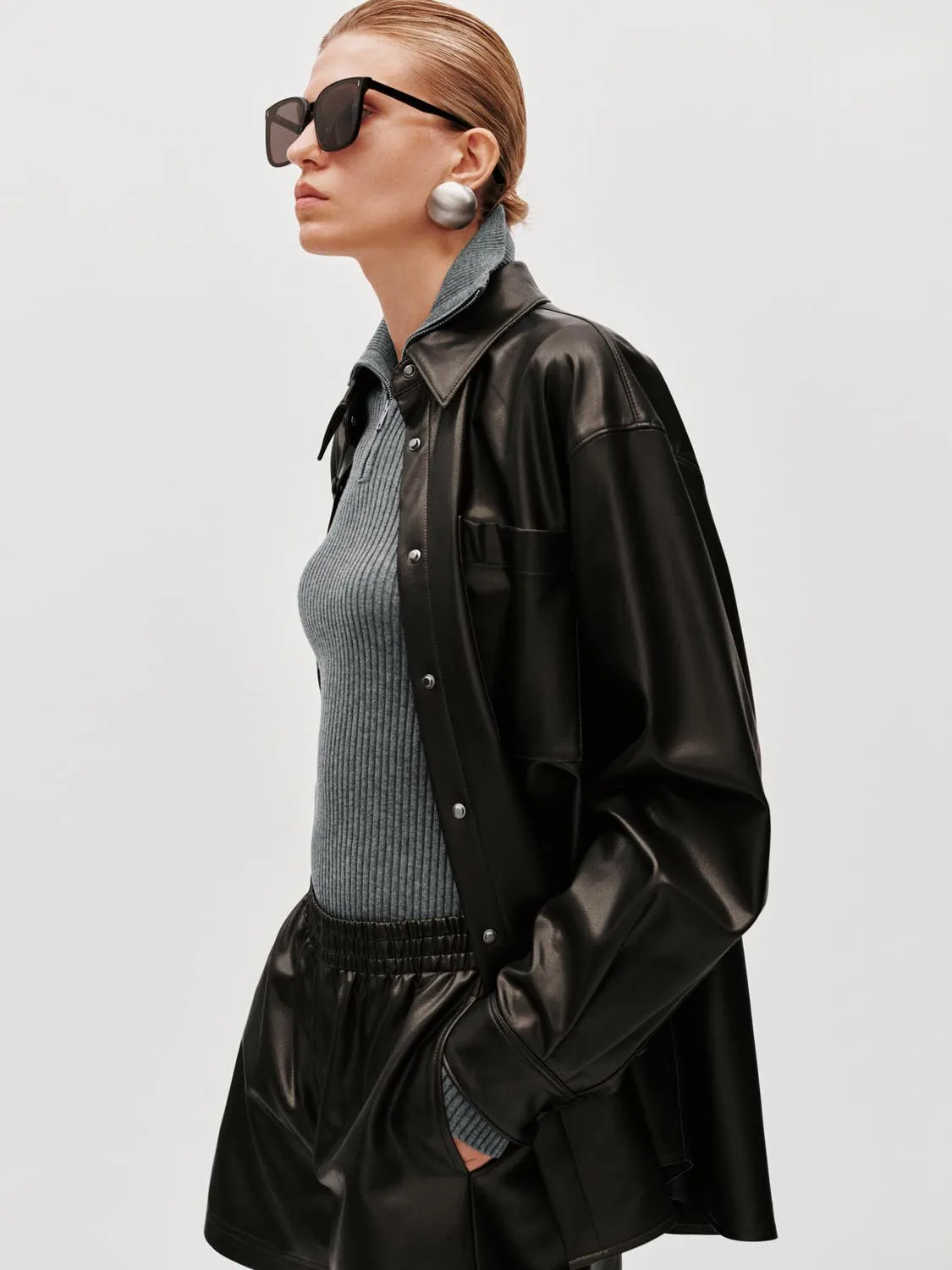 Faux Leather Oversize Shirts sold by Urban Revivo product image thumbnail 2