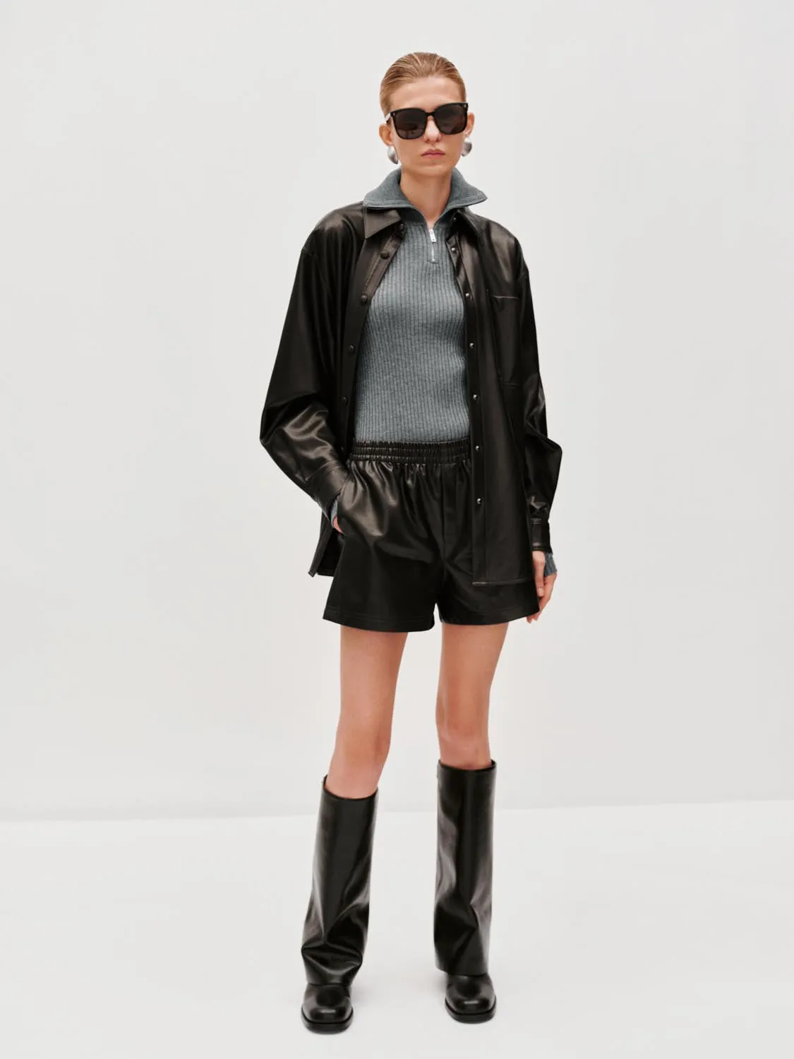 Faux Leather Oversize Shirts sold by Urban Revivo product image thumbnail 5