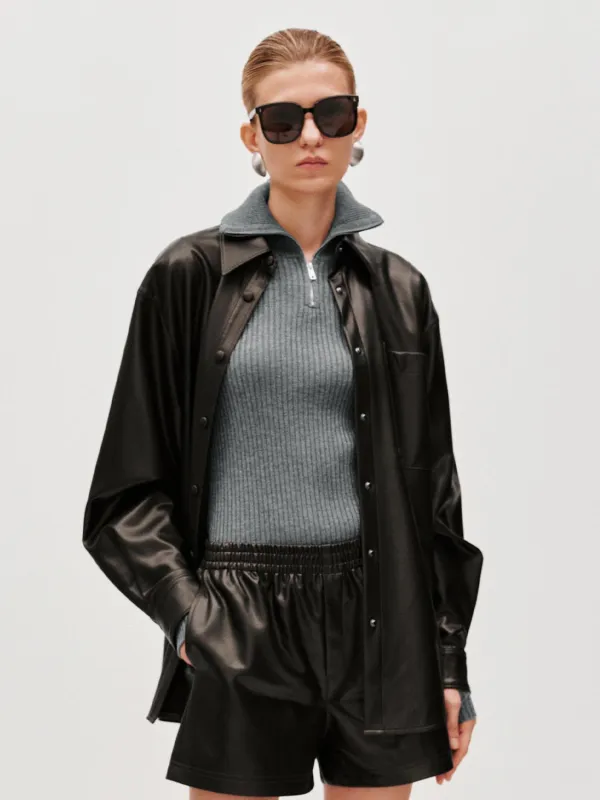 Faux Leather Oversize Shirts sold by Urban Revivo