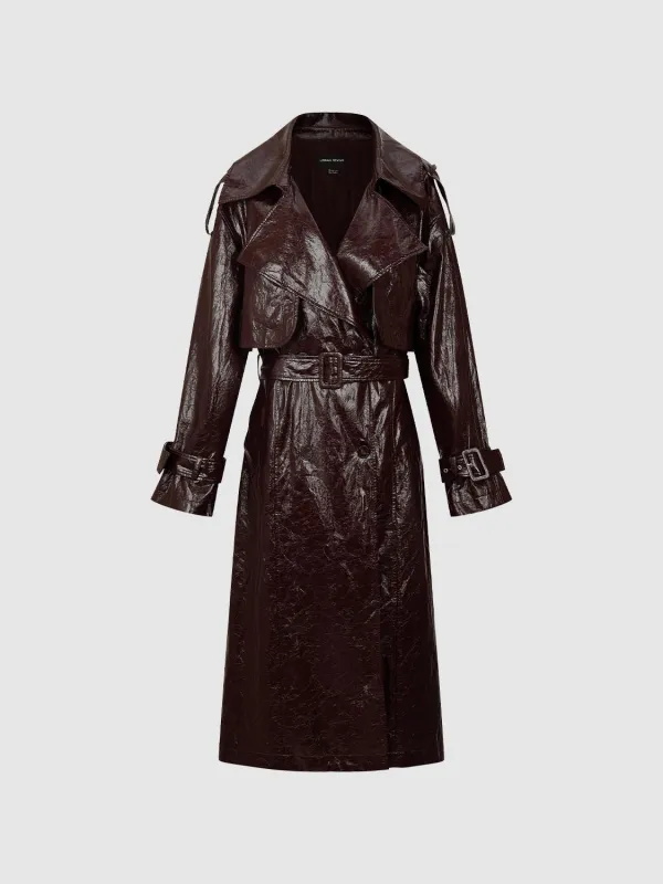 Faux Leather Oversize Trench Coats sold by Urban Revivo