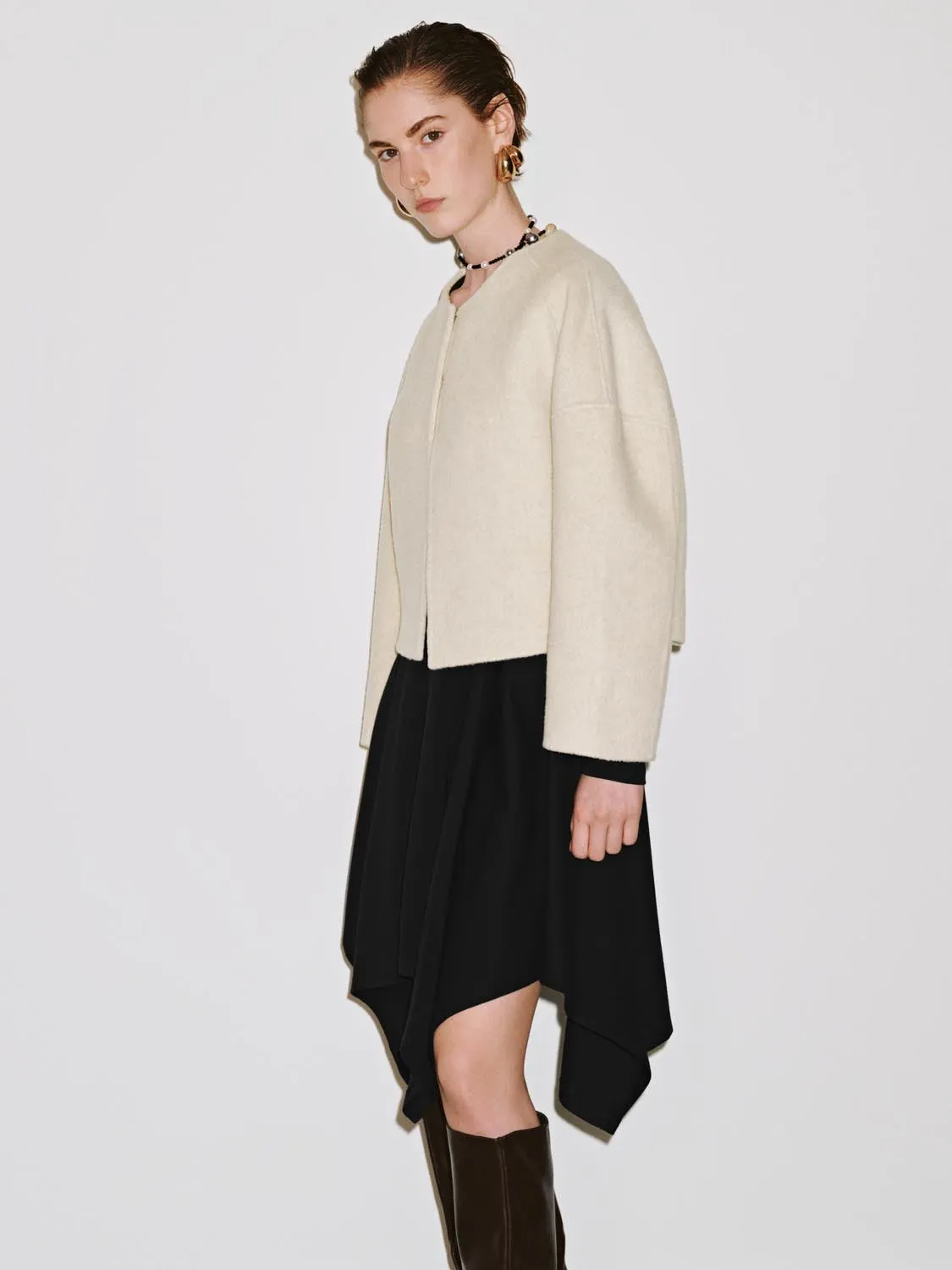 Flare Sleeve Crew Neck Wool Blend Jackets sold by Urban Revivo product image thumbnail 2