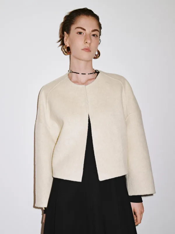 Flare Sleeve Crew Neck Wool Blend Jackets - Suggy sold by Urban Revivo