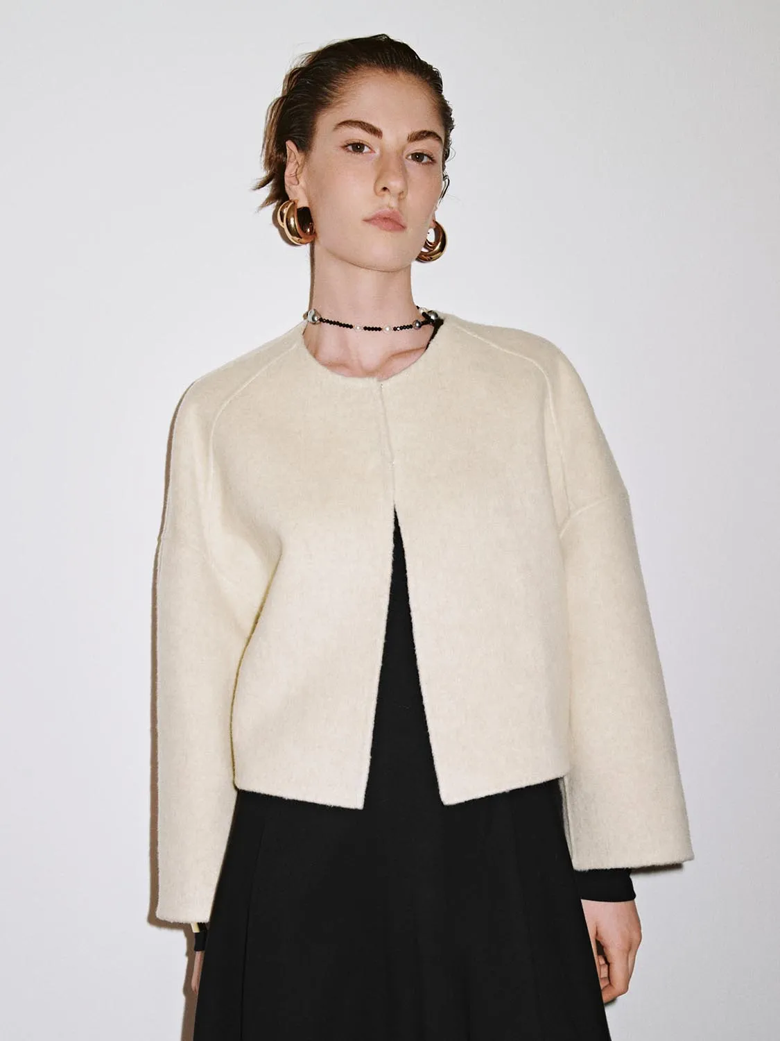 Flare Sleeve Crew Neck Wool Blend Jackets sold by Urban Revivo