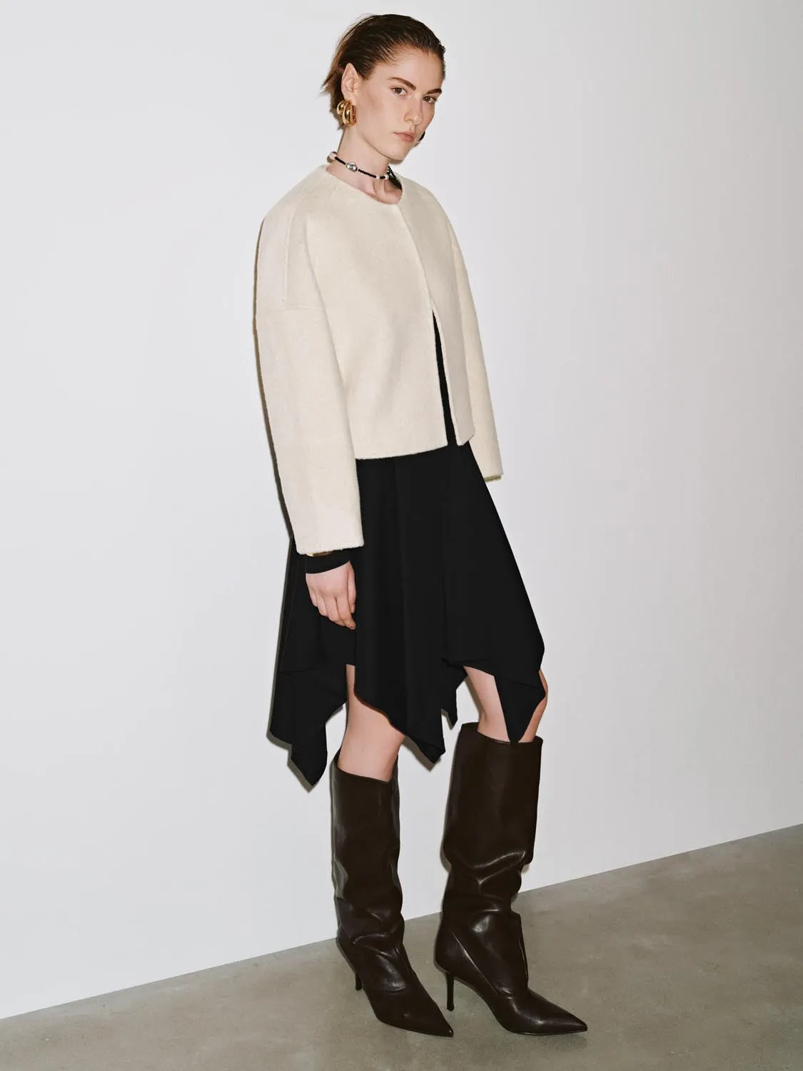 Flare Sleeve Crew Neck Wool Blend Jackets sold by Urban Revivo product image thumbnail 4