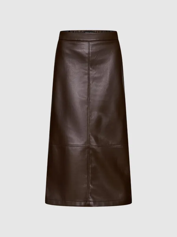 Faux Leather Straight Midi Skirts sold by Urban Revivo