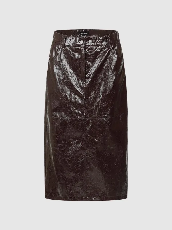 Faux Leather Straight Midi Skirts sold by Urban Revivo