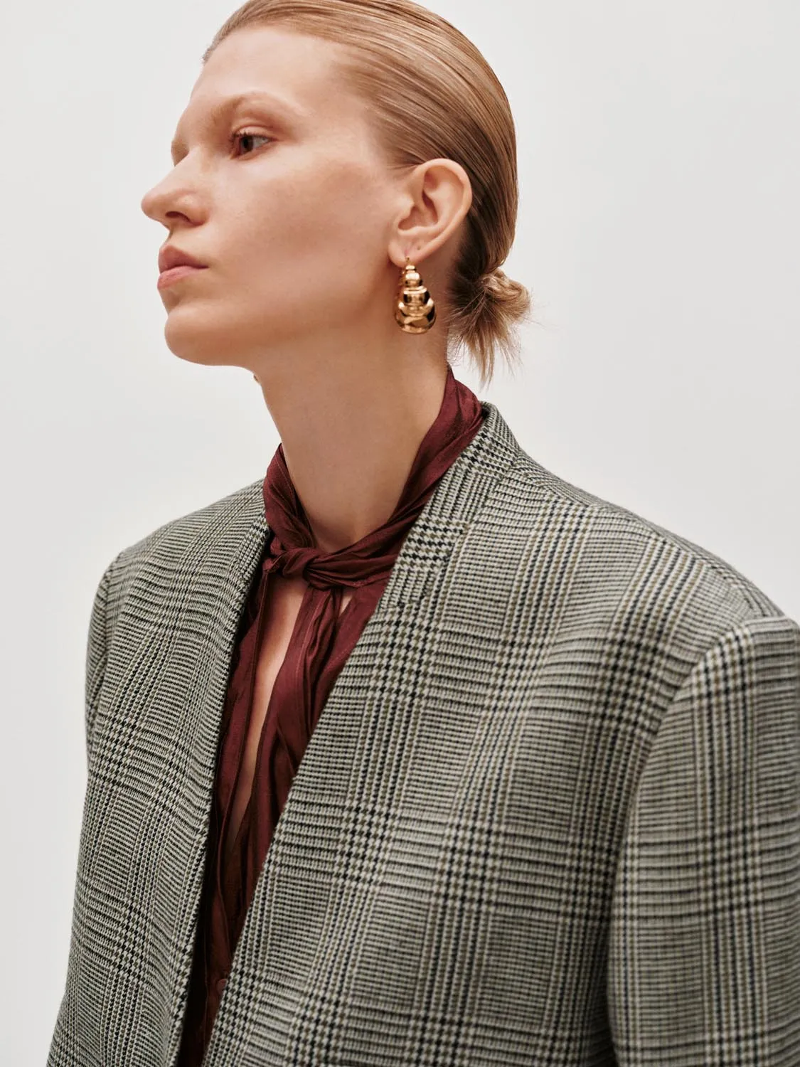 Check Tailored Collarless Blazers sold by Urban Revivo product image thumbnail 3