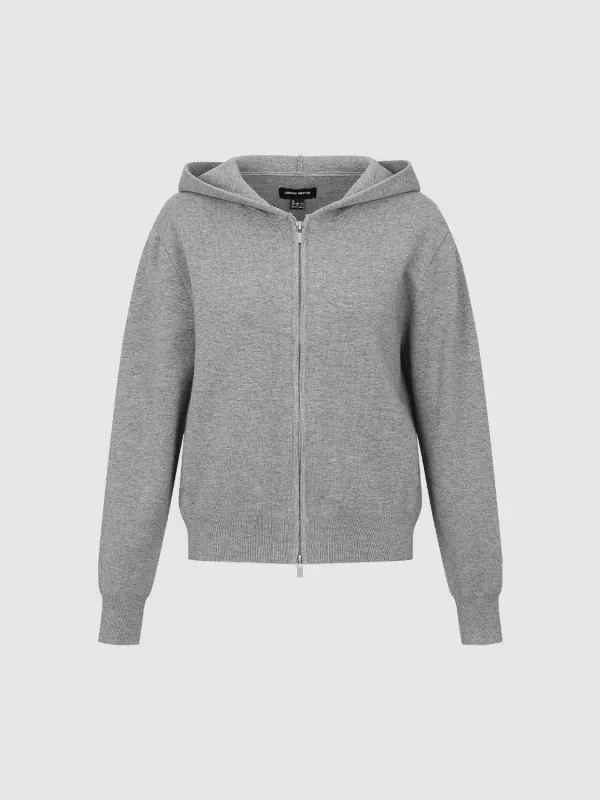 Hooded Zip Up Knitted Cardigans sold by Urban Revivo