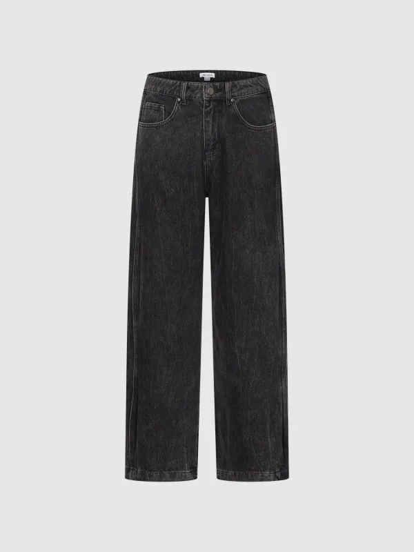 Seamed Wide Leg Jeans sold by Urban Revivo
