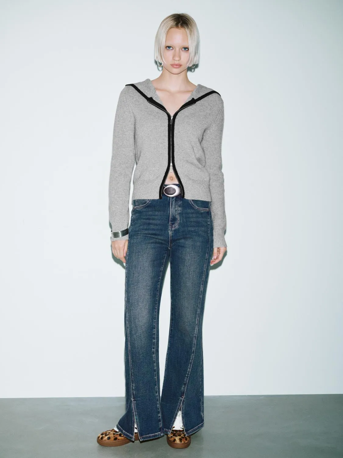 Hooded Zip Up Knitted Cardigans sold by Urban Revivo product image thumbnail 5