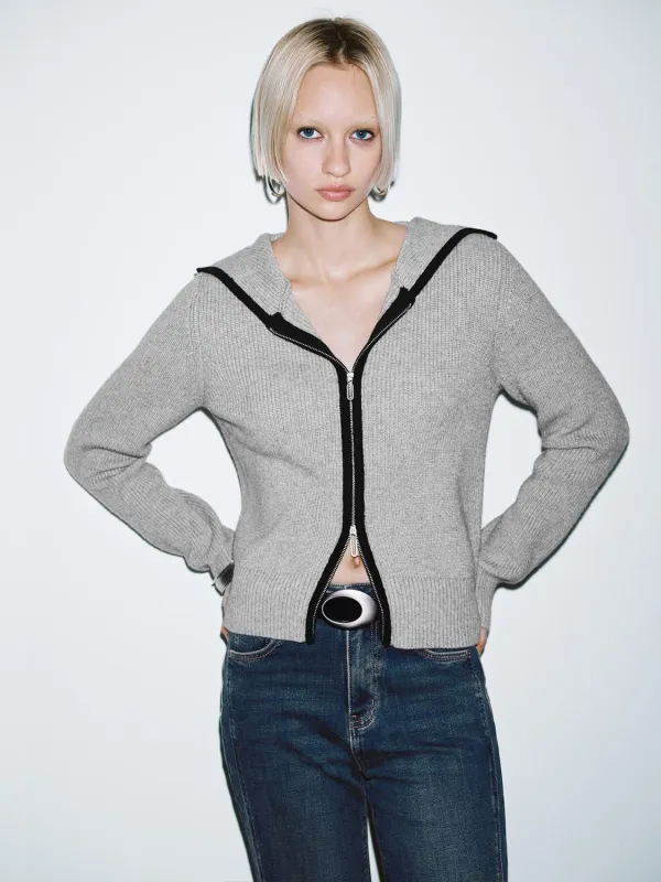 Hooded Zip Up Knitted Cardigans sold by Urban Revivo