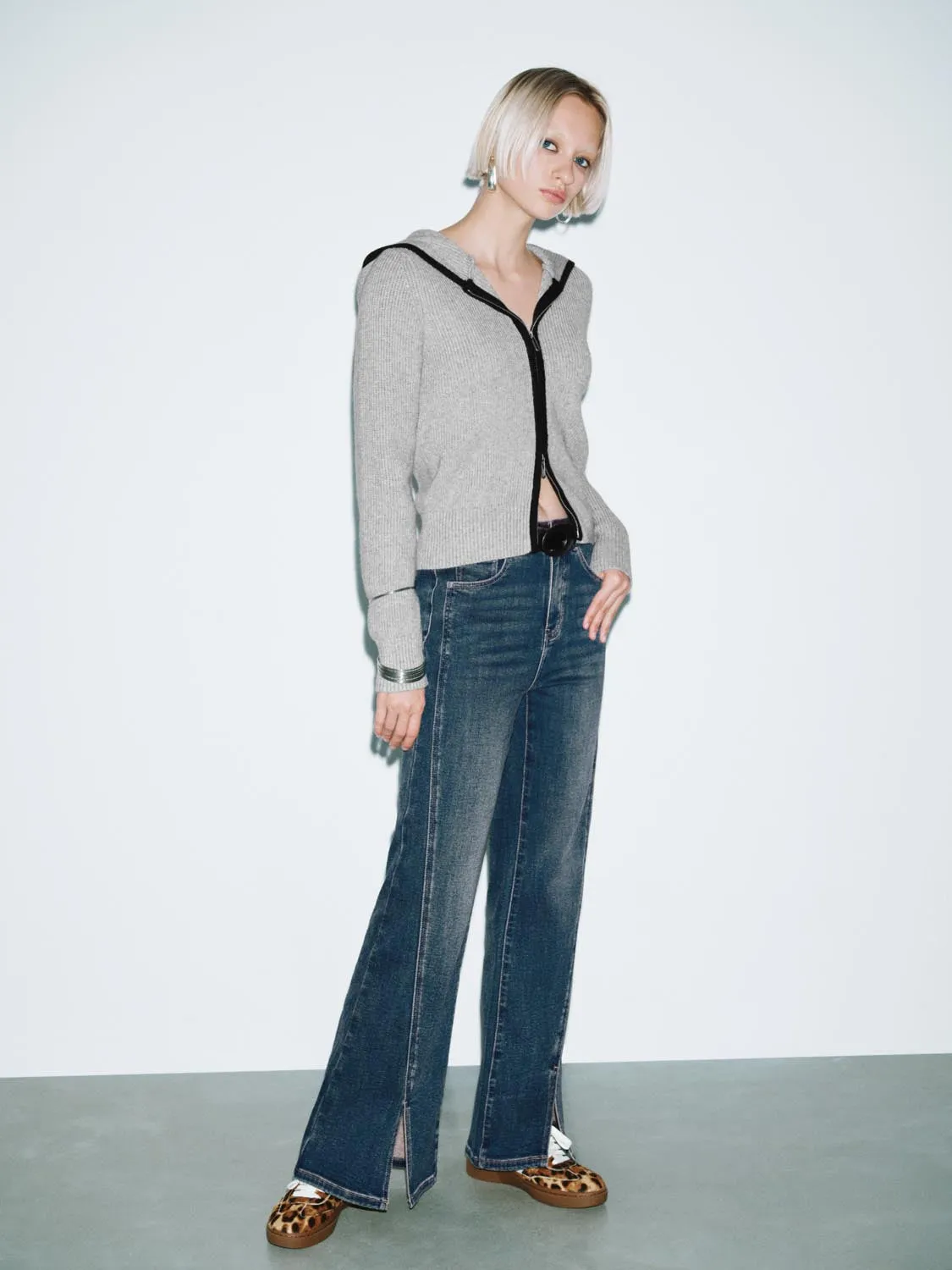 Hooded Zip Up Knitted Cardigans sold by Urban Revivo product image thumbnail 4