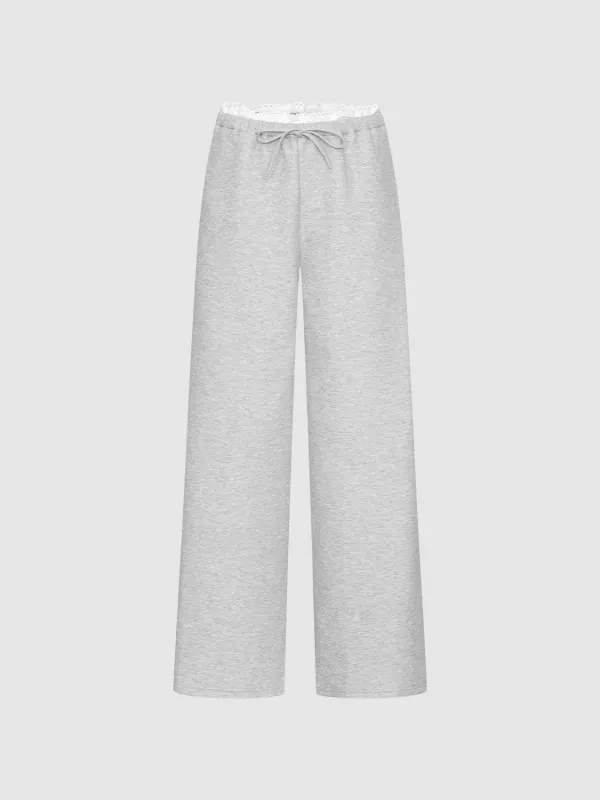 Lace Edge Floral Wide Leg Pants sold by Urban Revivo