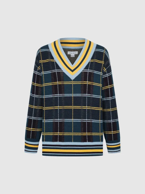 Check Long Sleeve Knitted T-Shirts sold by Urban Revivo