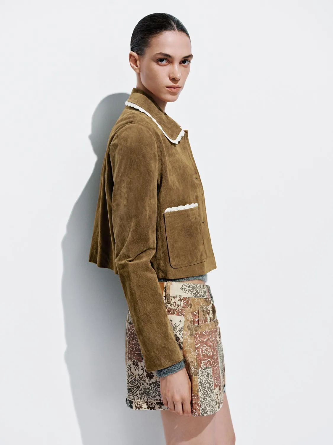 Lace Hem Leather Jackets sold by Urban Revivo product image thumbnail 2