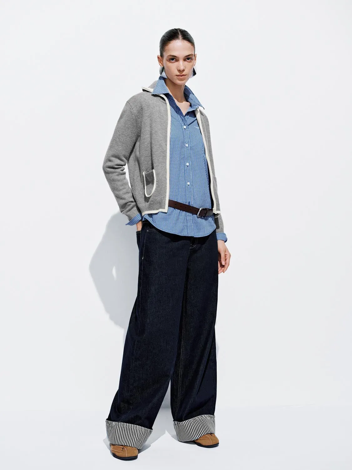 Collared Full Zip Knitted Cardigans sold by Urban Revivo product image thumbnail 5