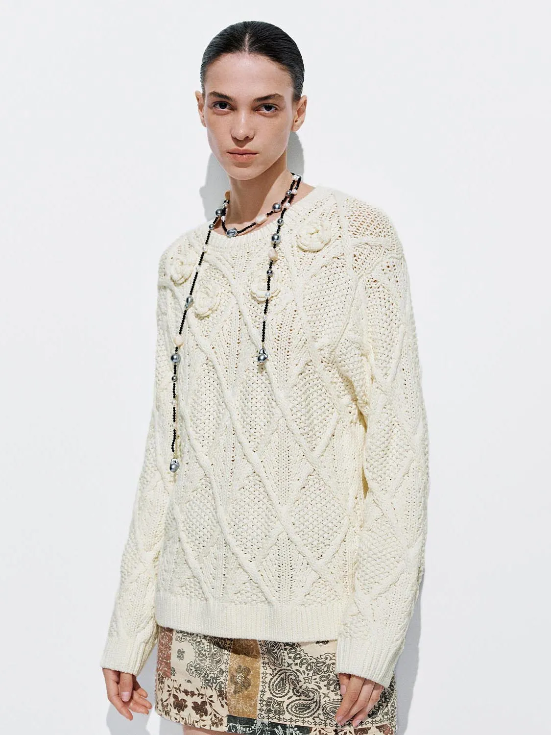 Crochet Long Sleeve Knitted T-Shirts sold by Urban Revivo
