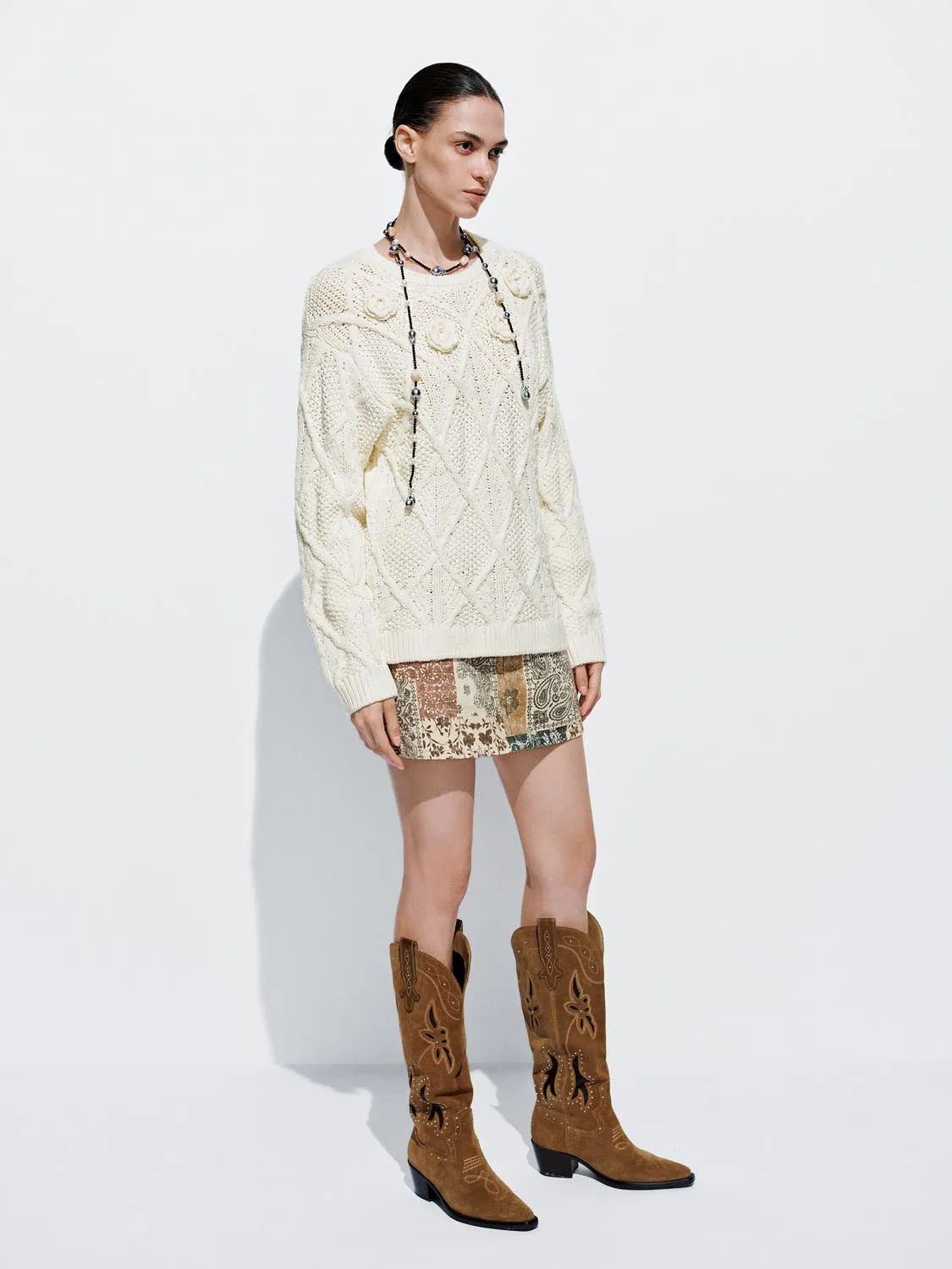 Crochet Long Sleeve Knitted T-Shirts sold by Urban Revivo product image thumbnail 5