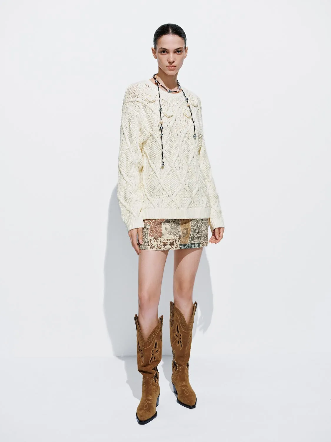 Crochet Long Sleeve Knitted T-Shirts sold by Urban Revivo product image thumbnail 4
