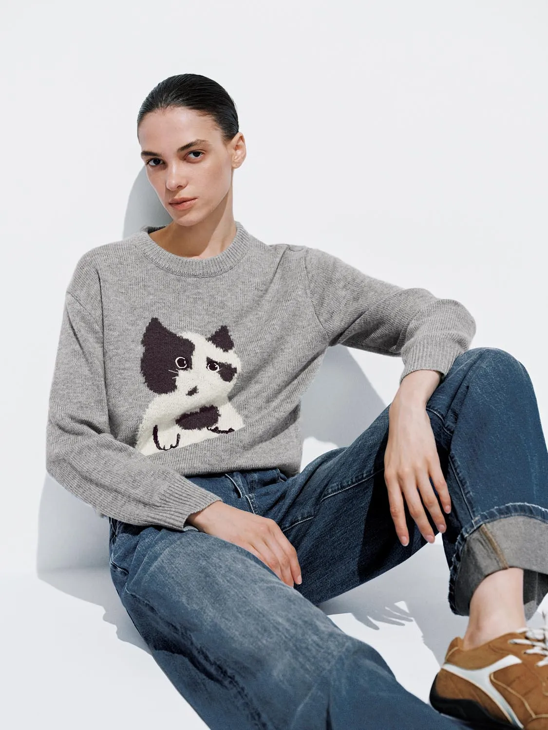 Graphic Long Sleeve Knitted T-Shirts sold by Urban Revivo product image thumbnail 3