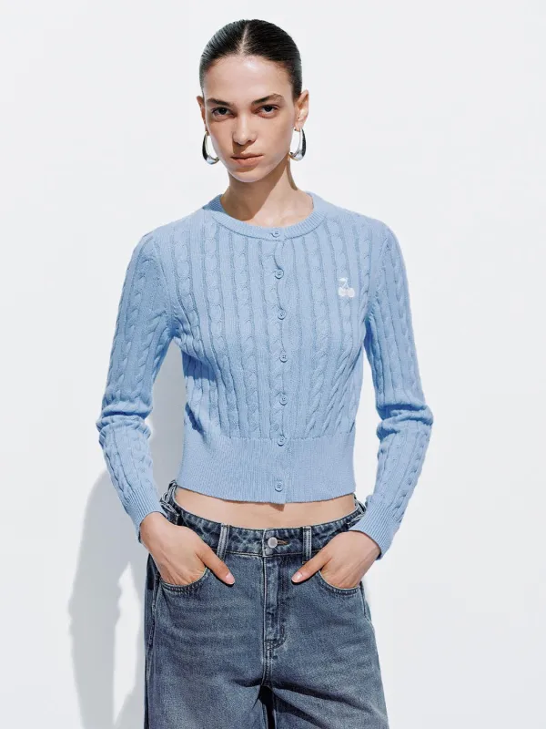 Embroidered Cable Knitted Cardigans sold by Urban Revivo