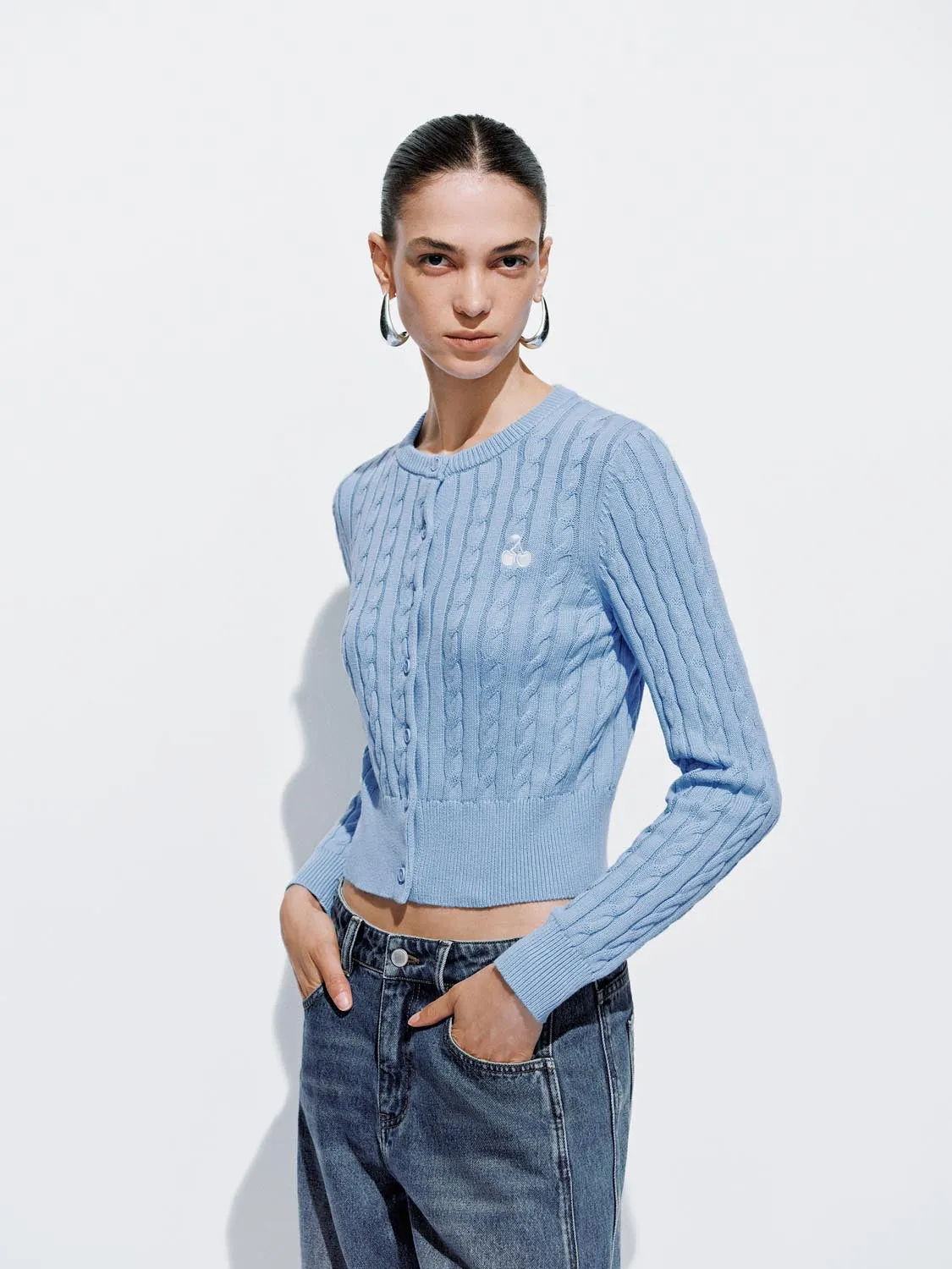 Embroidered Cable Knitted Cardigans sold by Urban Revivo product image thumbnail 2