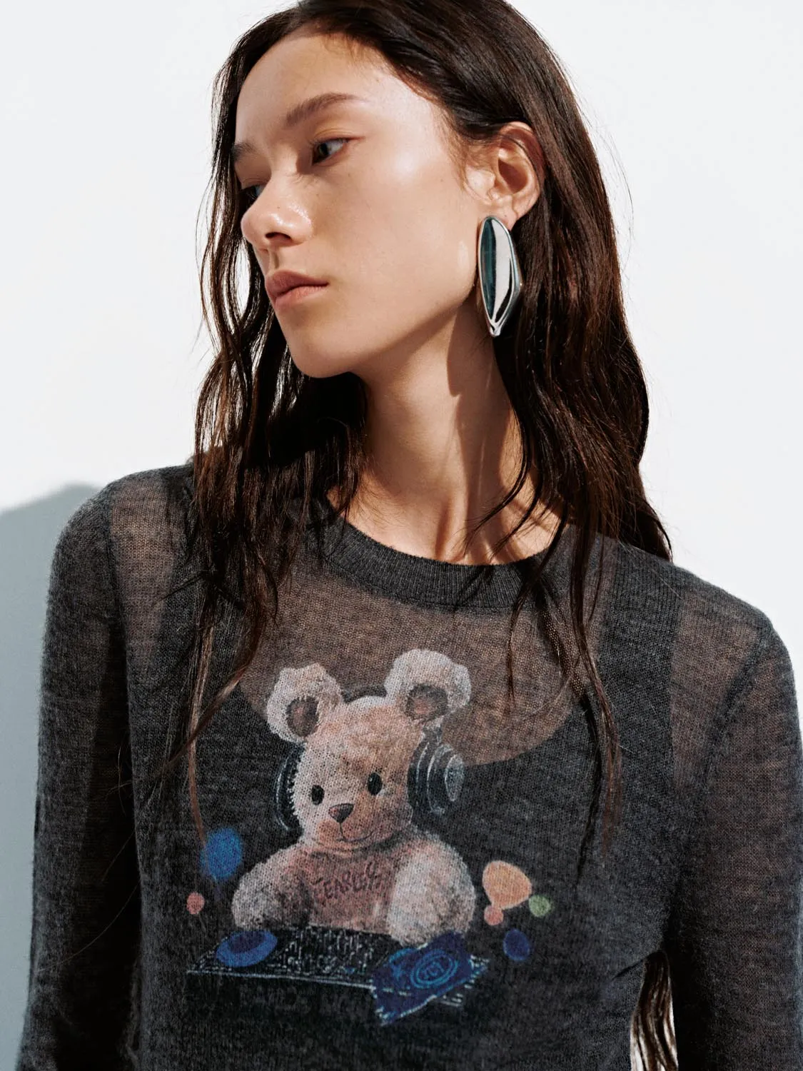 Graphic Long Sleeve Knitted T-Shirts sold by Urban Revivo product image thumbnail 3