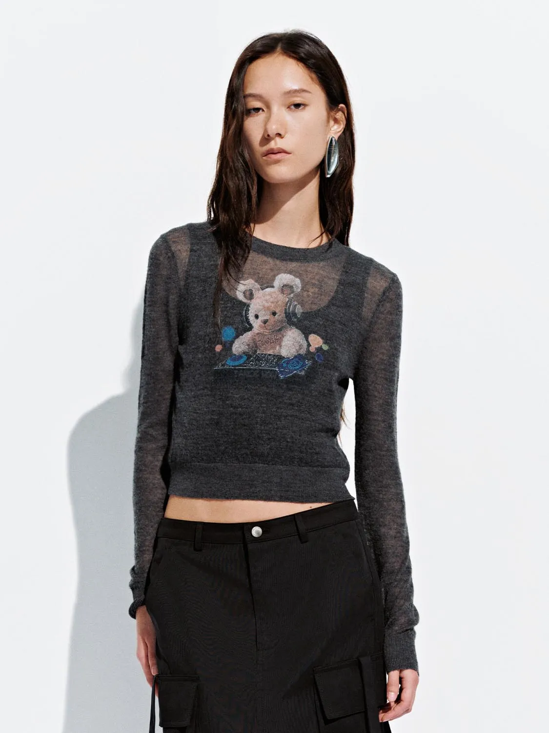 Graphic Long Sleeve Knitted T-Shirts sold by Urban Revivo