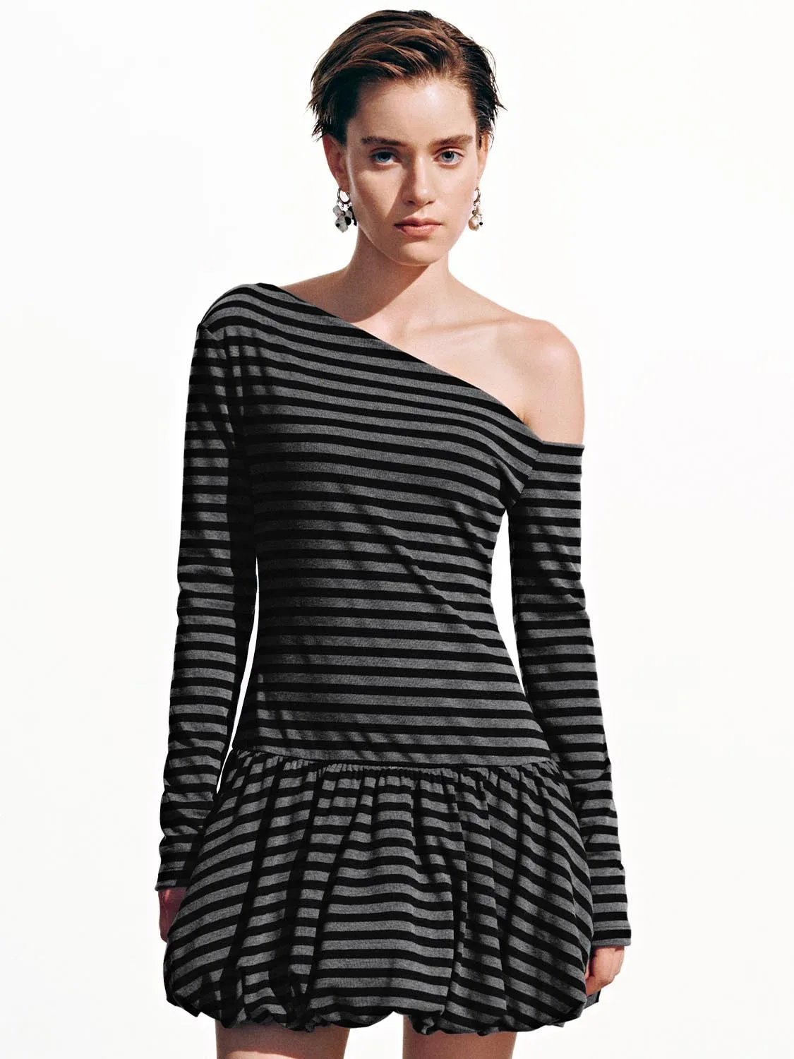 Striped One Shoulder Mini Dresses sold by Urban Revivo