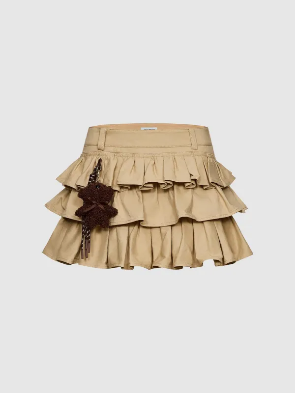 Tired Ruffle A-Line Mini Skirts made by Urban Revivo