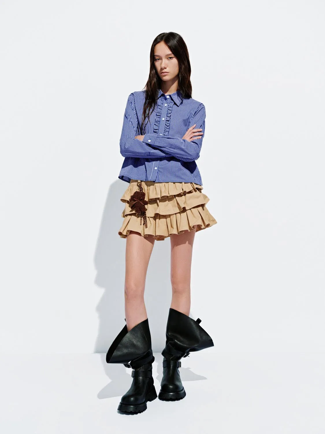 Check Ruffle Hem Shirts sold by Urban Revivo product image thumbnail 5