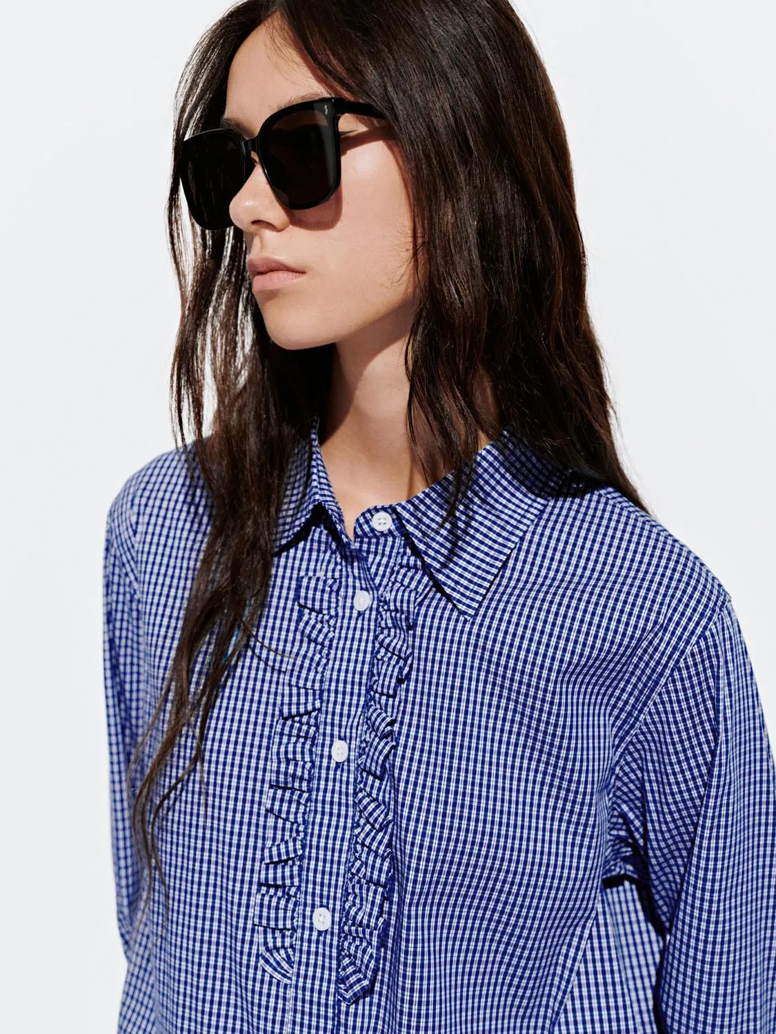 Check Ruffle Hem Shirts sold by Urban Revivo product image thumbnail 3