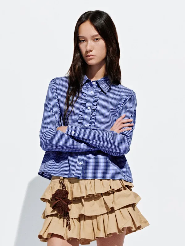 Check Ruffle Hem Shirts sold by Urban Revivo