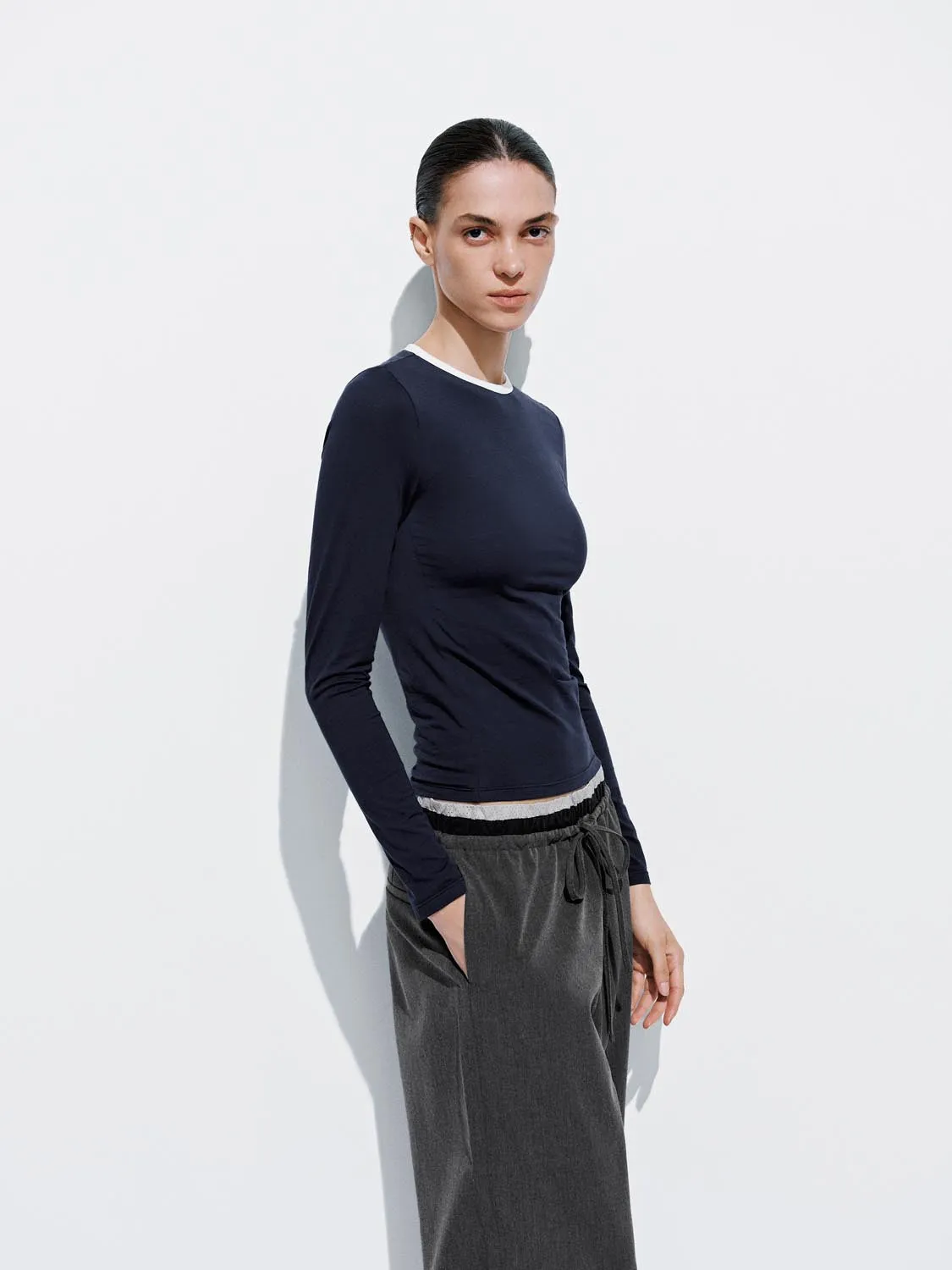 Striped Flare Long Sleeve T-Shirts sold by Urban Revivo product image thumbnail 2