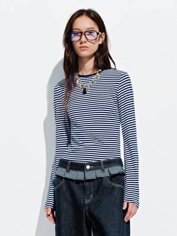Striped Flare Long Sleeve T-Shirts sold by Urban Revivo