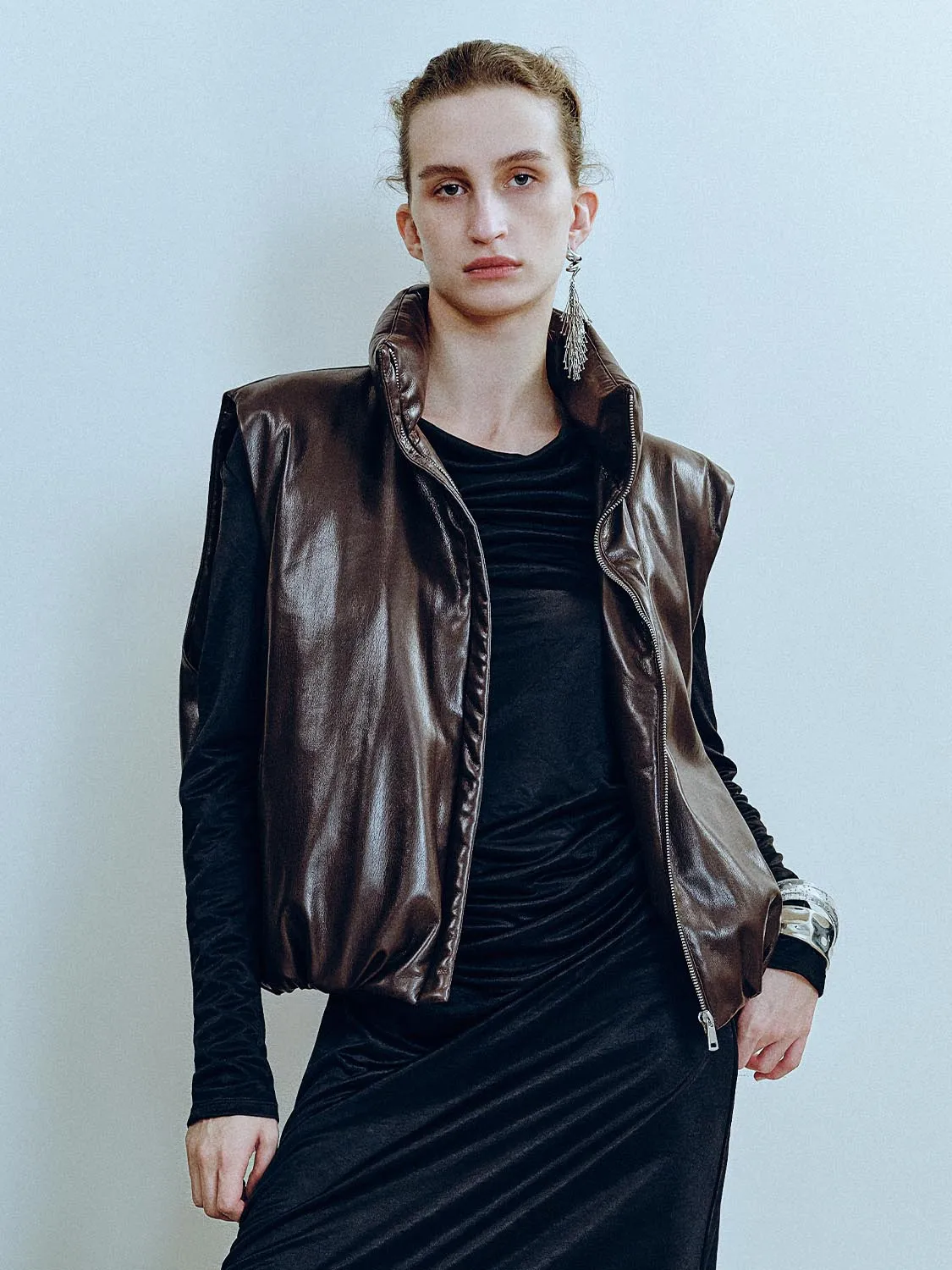 Funnel Neck Padded Gilet Vest sold by Urban Revivo