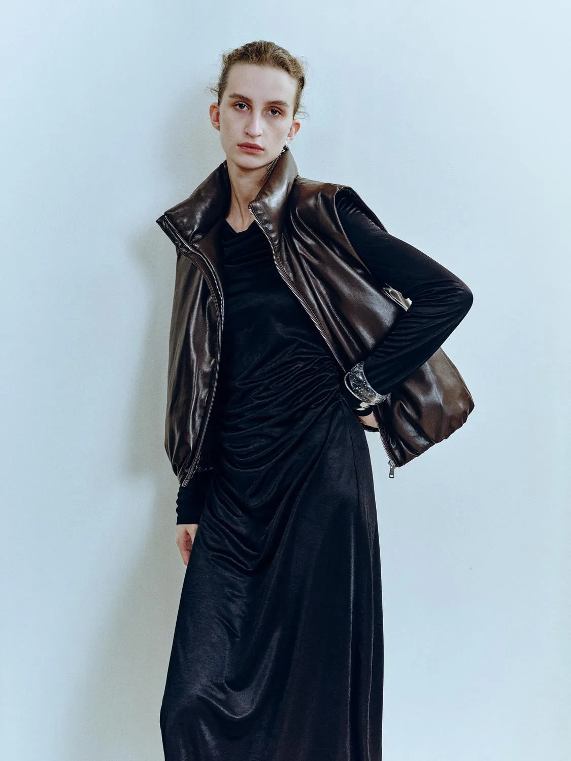 Funnel Neck Padded Gilet Vest sold by Urban Revivo product image thumbnail 2