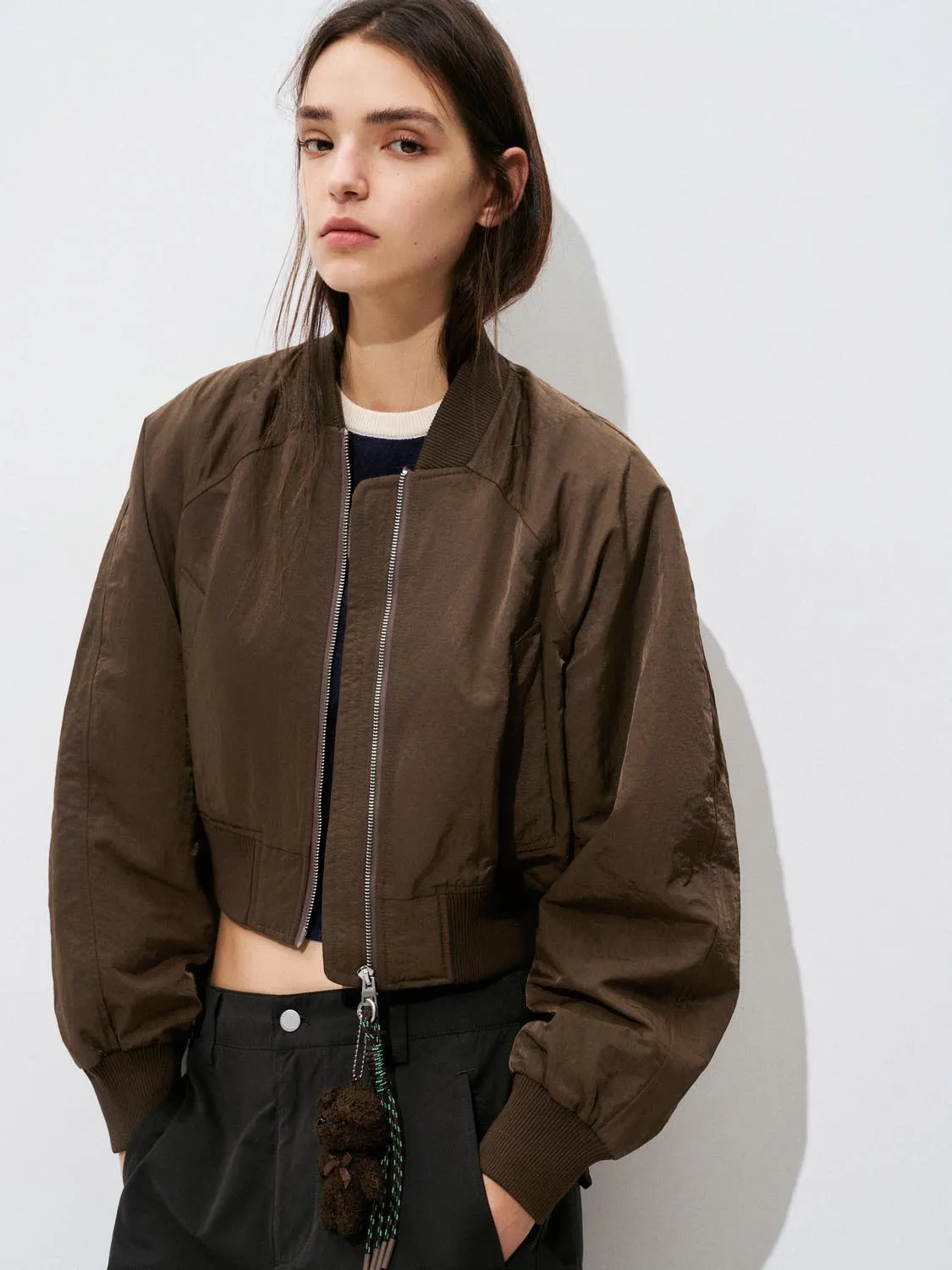 Bear Cropped Bomber Jackets sold by Urban Revivo product image thumbnail 2