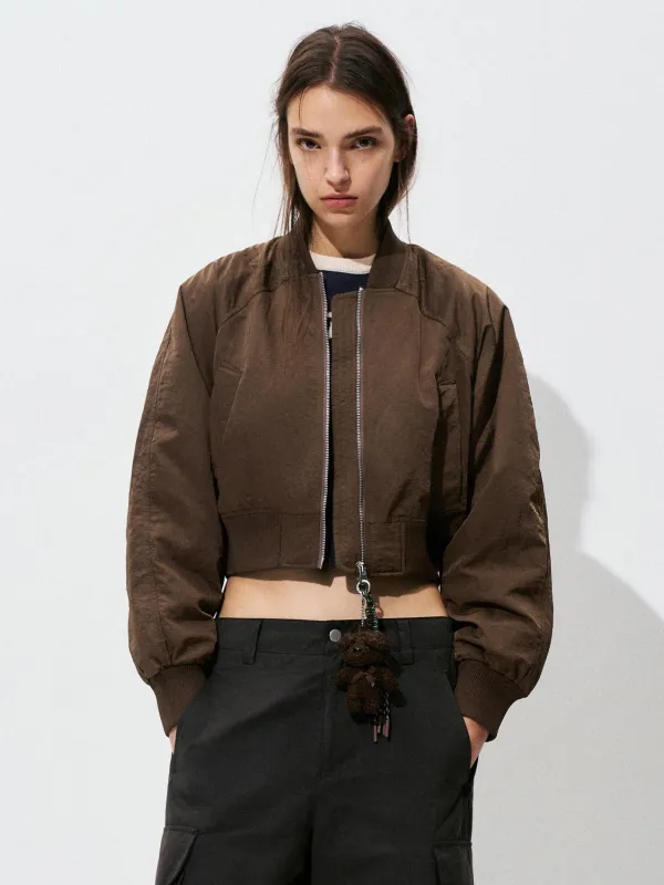 Bear Cropped Bomber Jackets sold by Urban Revivo