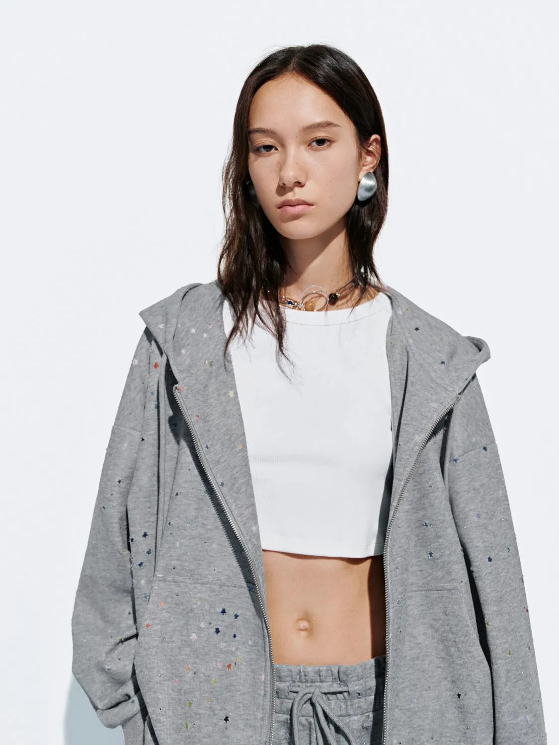 Star Pattern Oversize Hooded Jackets sold by Urban Revivo product image thumbnail 3