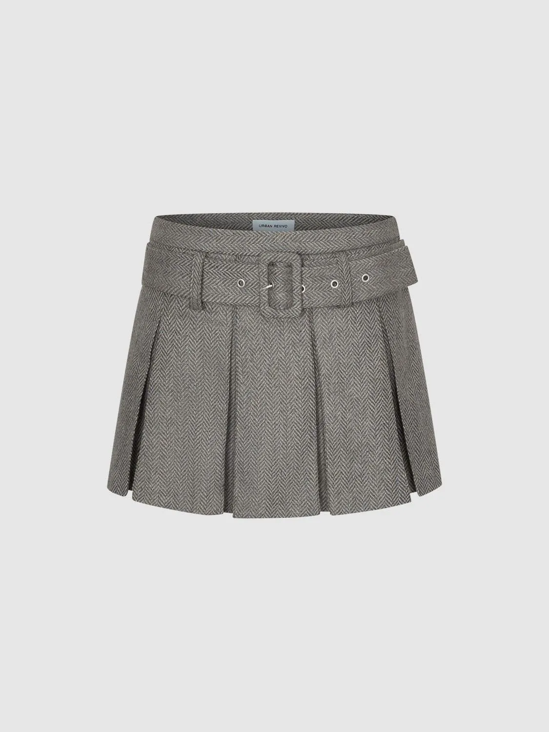 Belted Pleated A-Line Mini Skirts sold by Urban Revivo