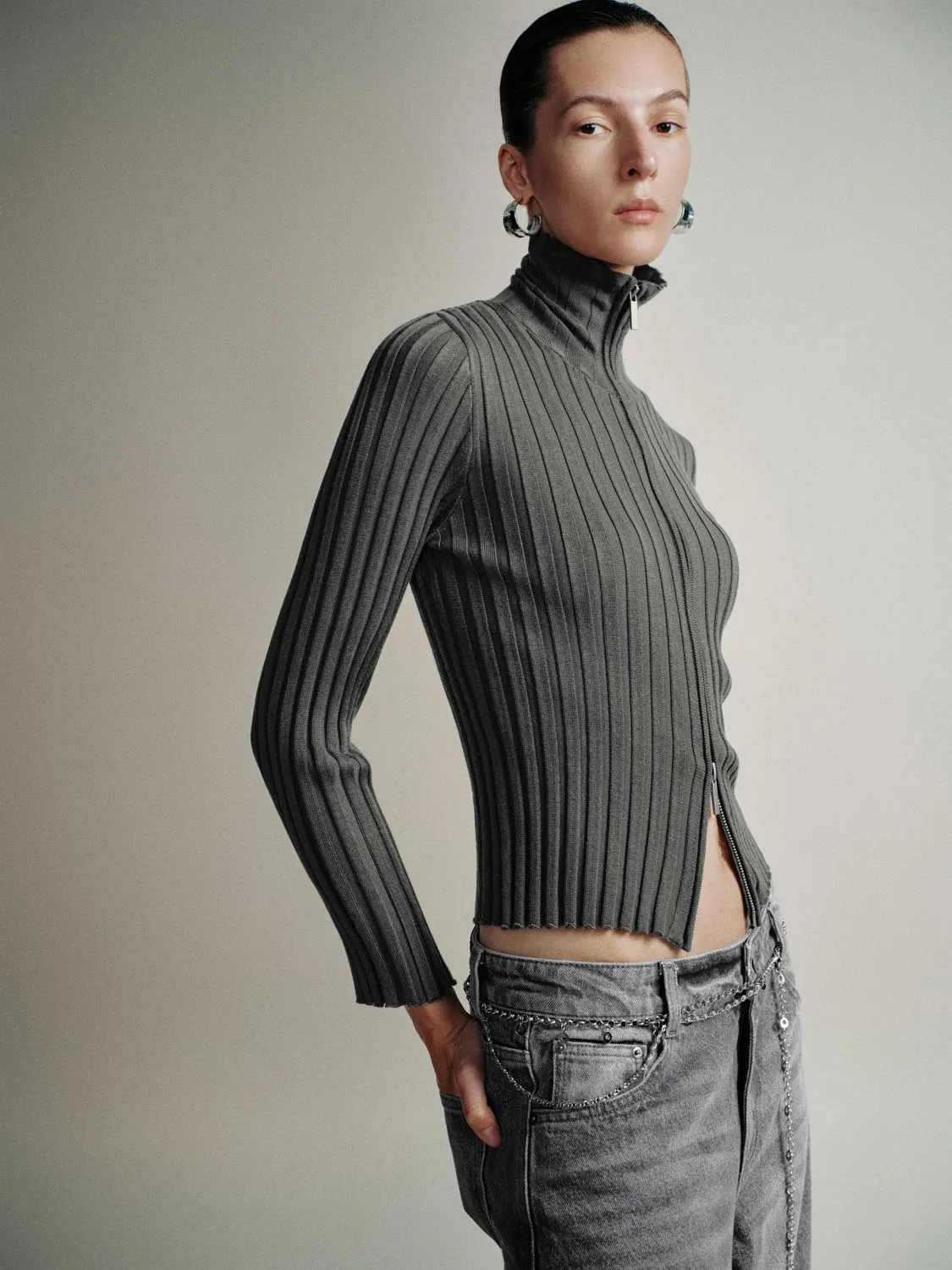 Full Zip Knitted Cardigans sold by Urban Revivo product image thumbnail 2