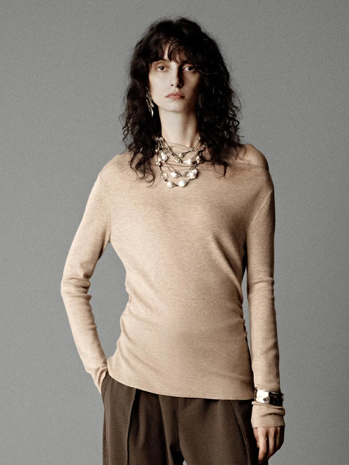 Asymmetric One Shoulder Knitted T-Shirts sold by Urban Revivo