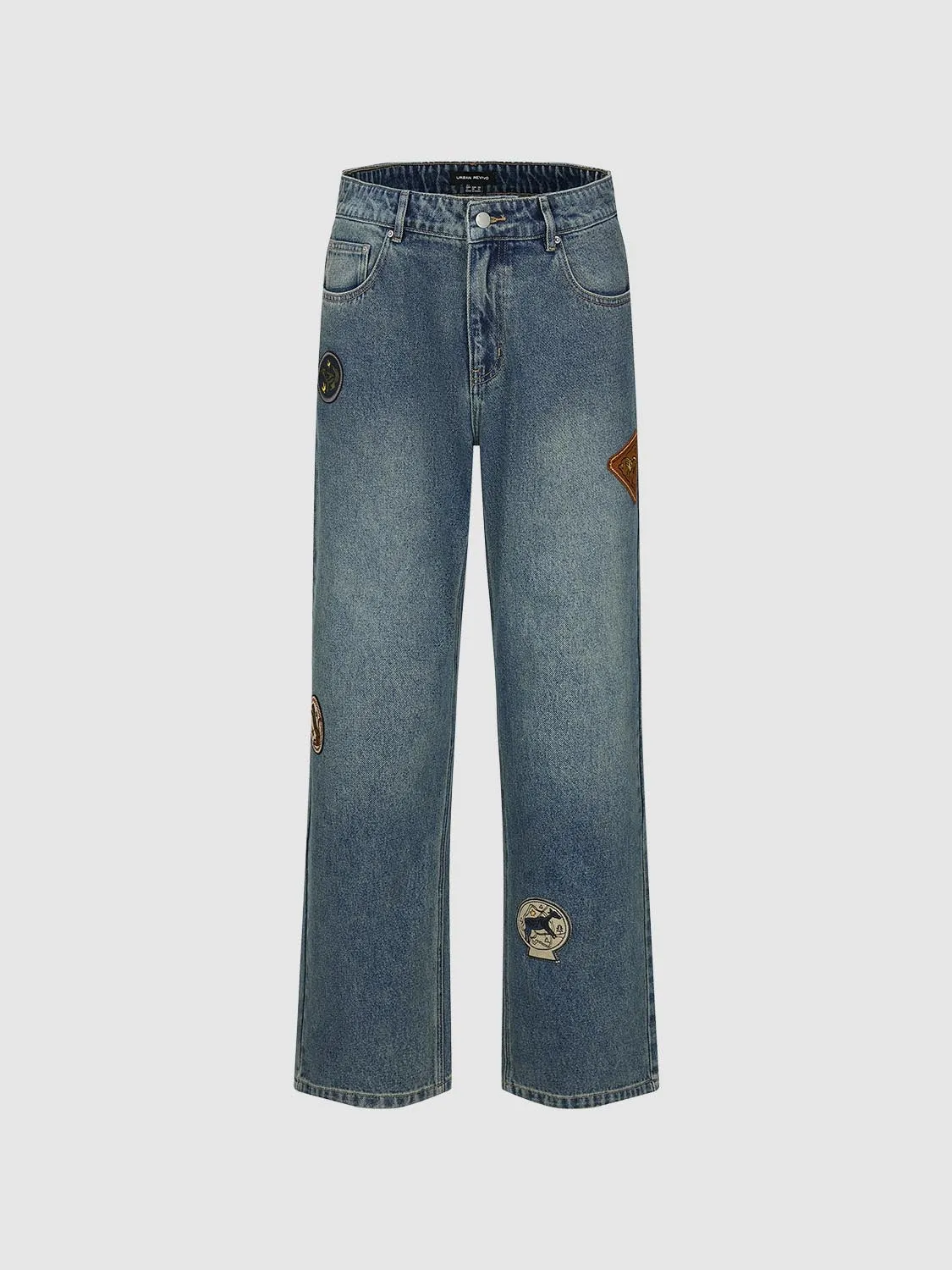 Embroidered Wide Leg Jeans sold by Urban Revivo