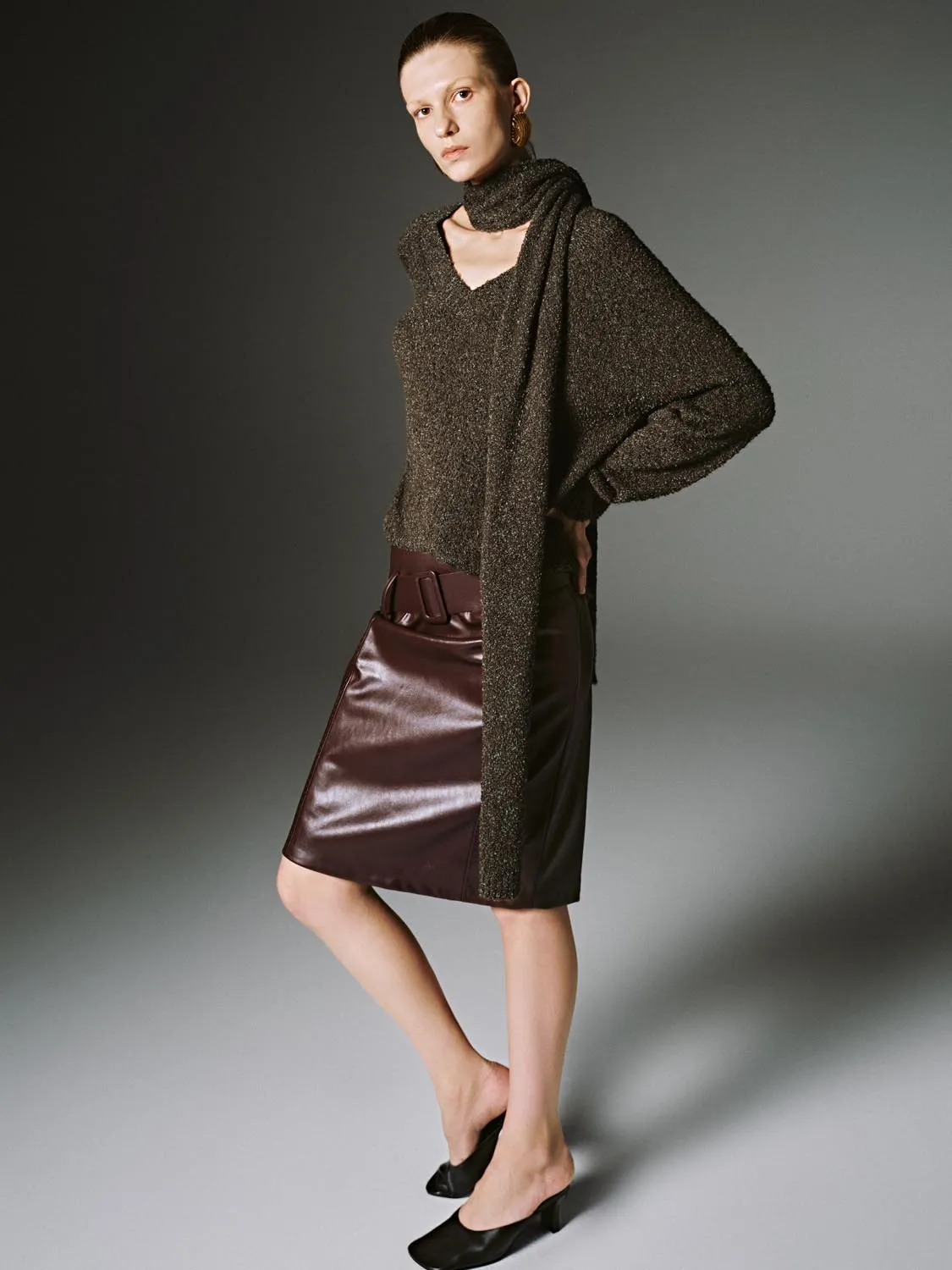 Scarf Neck Long Sleeve Knitted T-Shirts sold by Urban Revivo product image thumbnail 5