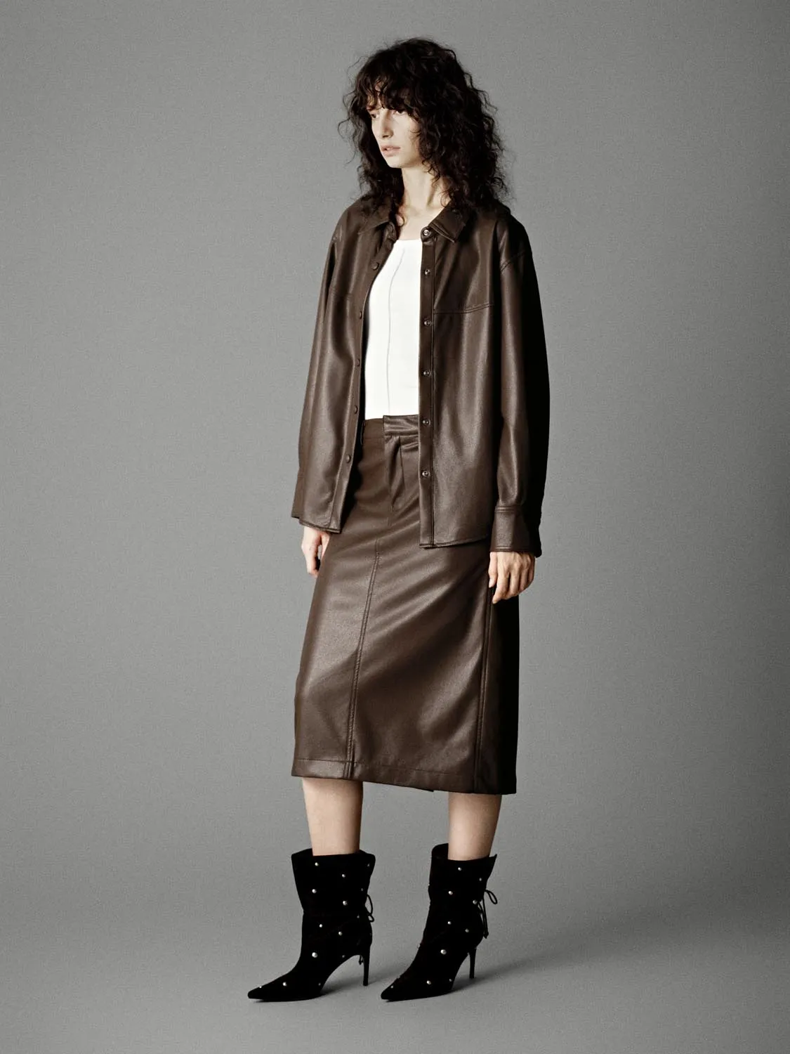 Vegan Leather Loose Fit Shirts sold by Urban Revivo product image thumbnail 5