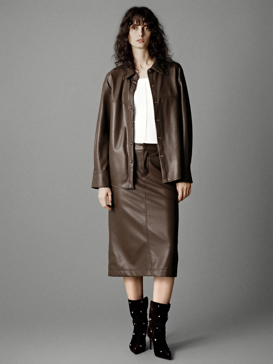 Vegan Leather Loose Fit Shirts sold by Urban Revivo product image thumbnail 4