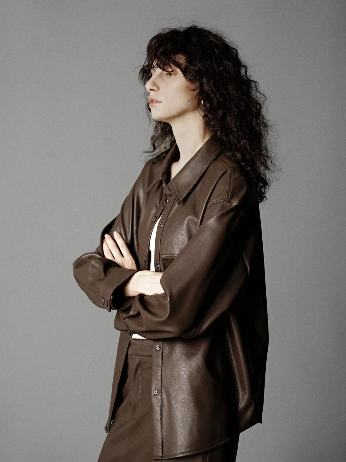 Vegan Leather Loose Fit Shirts sold by Urban Revivo product image thumbnail 2