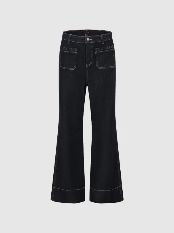 Patch Pockets Flare Leg Jeans sold by Urban Revivo