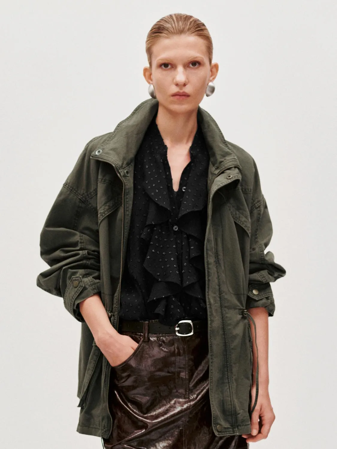 String Detail Funnel Neck Denim Jackets sold by Urban Revivo